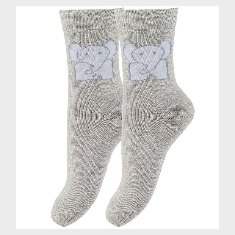 Fuzzies Str�mper - 2-Pak - Lysegr� m. Elefanter