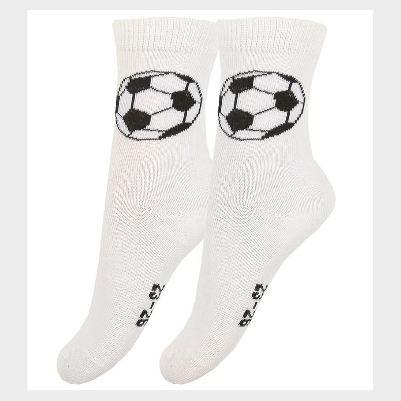 Fuzzies Str�mper - 2-Pak - Hvid m. Fodbolde