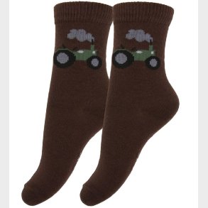Fuzzies Str�mper - 2-Pak - Brun m. Traktor