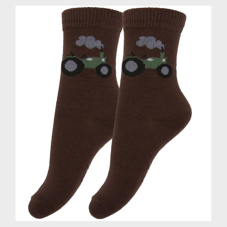 Fuzzies Str�mper - 2-Pak - Brun m. Traktor