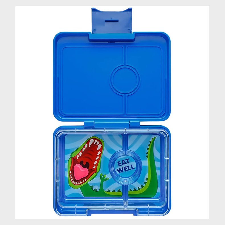 Yumbox Madkasse m. 3 Rum - Bento Snack - Surf Blue - Dino Tray