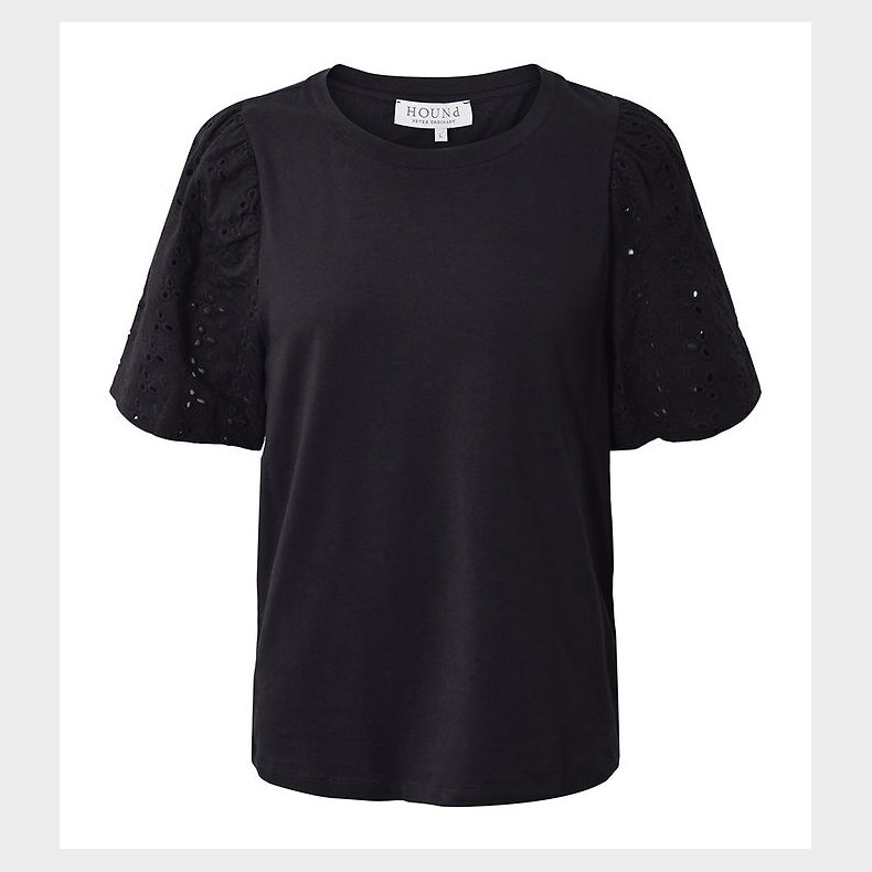 Hound T-Shirt - Puff Sleve Top - Black