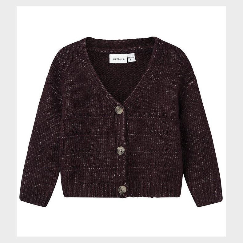 Name It Cardigan - Strik - NmfNetrille - Plum Perfect m. Hulmns