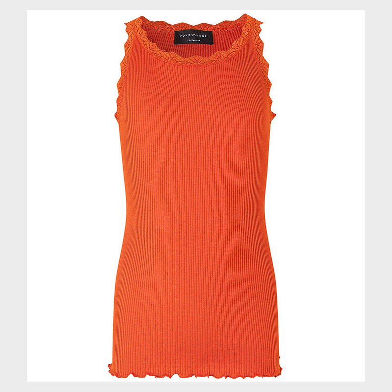 Rosemunde Top - Silke/Bomuld - Cherry Tomato m. Blonder