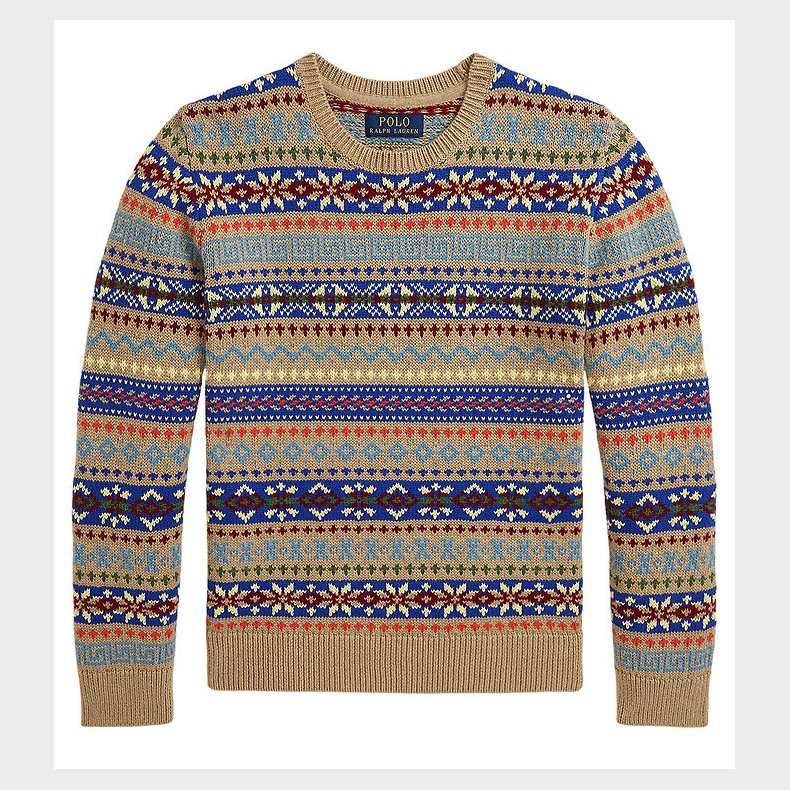 Polo Ralph Lauren Bluse - Bomuld/Uld - Beige/Multifarvet