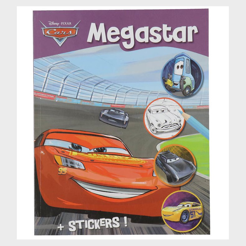 Megastar Malebog m. Klistermrker - 128 Sider - Disney Cars