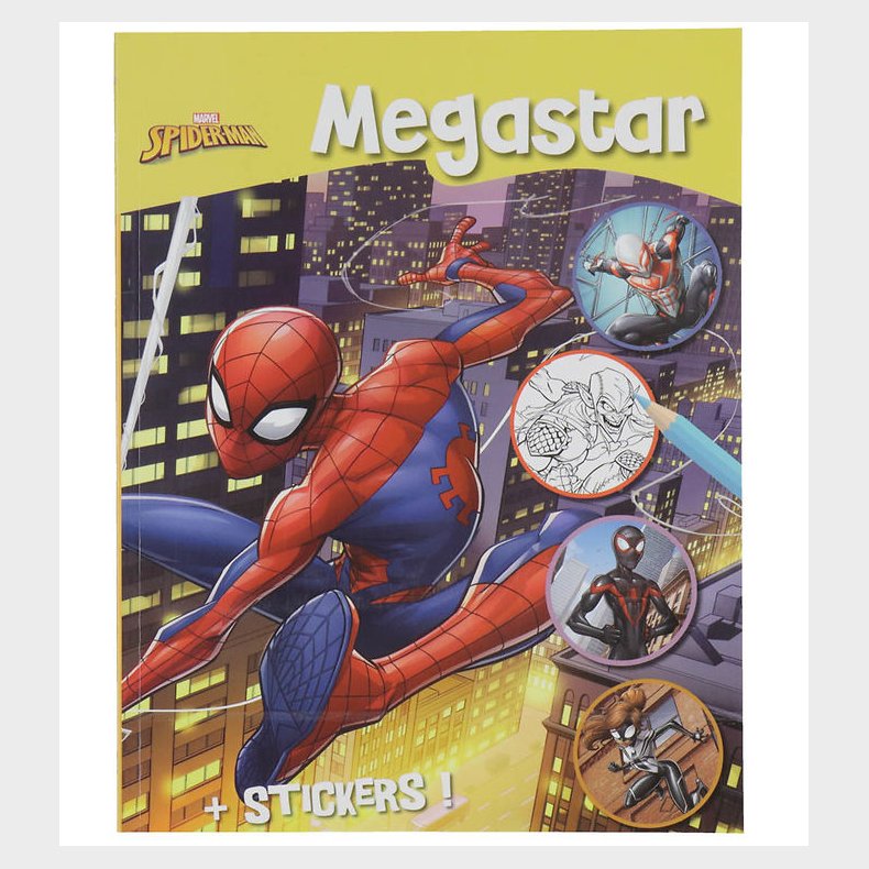 Megastar Malebog m. Klistermrker - 128 Sider - Marvel Spiderman