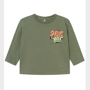 Name It Bluse - NmmNoel - Deep Lichen Green m. Graffiti