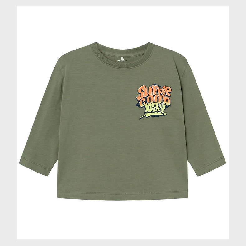Name It Bluse - NmmNoel - Deep Lichen Green m. Graffiti