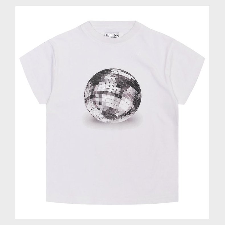 Hound T-shirt - Cropped - Hvid m. Diskokugle