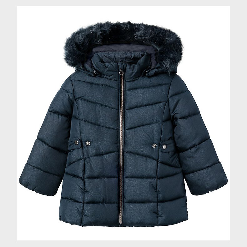 Name It Dynejakke - NmfMerethe - Glitter - Dark Saphhire