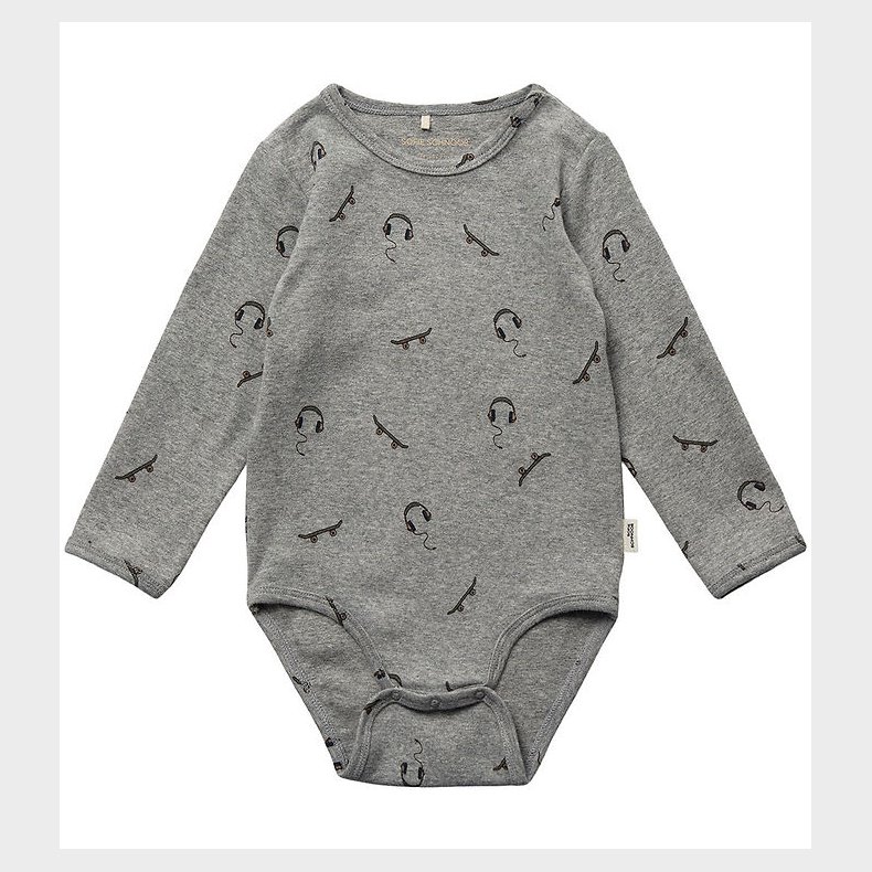 Sofie Schnoor Body l/ - Grey Melange m. Print