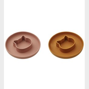 Liewood Tallerken - Cat - 2-pak - Silikone - Dark Rose/Mustard M