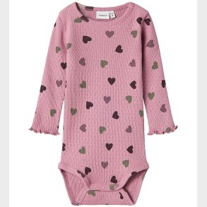Name It Body l/ - Rib - NbfNitte - Mauve Orchid m. Hjerter
