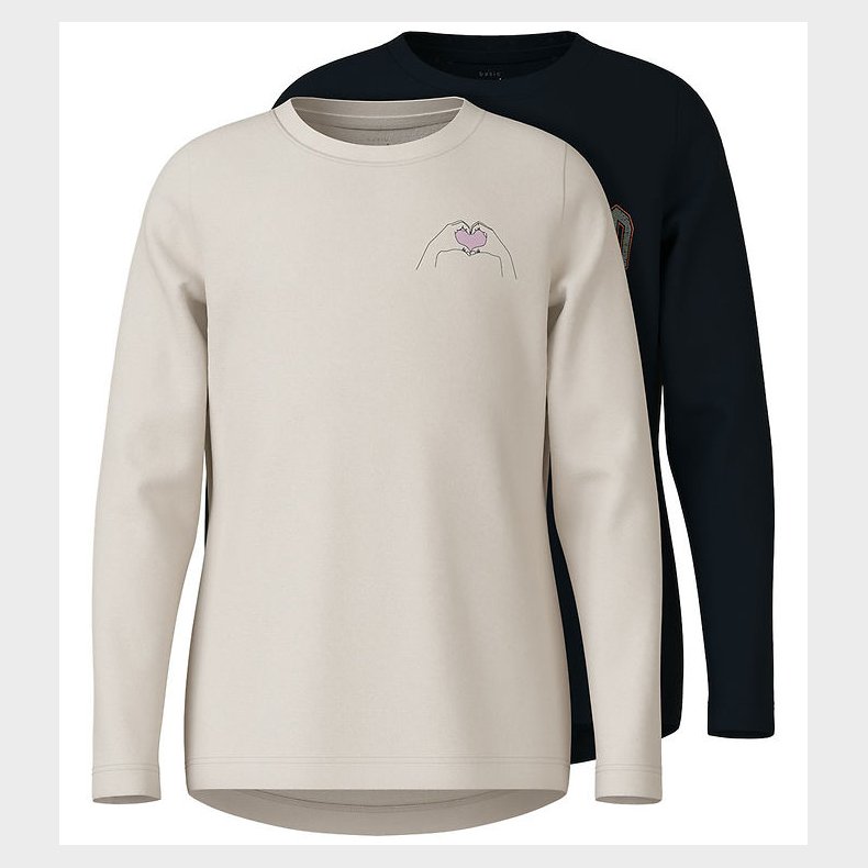 Name It Bluse - NkfVix - 2-pak - Black/Jet Stream/Love