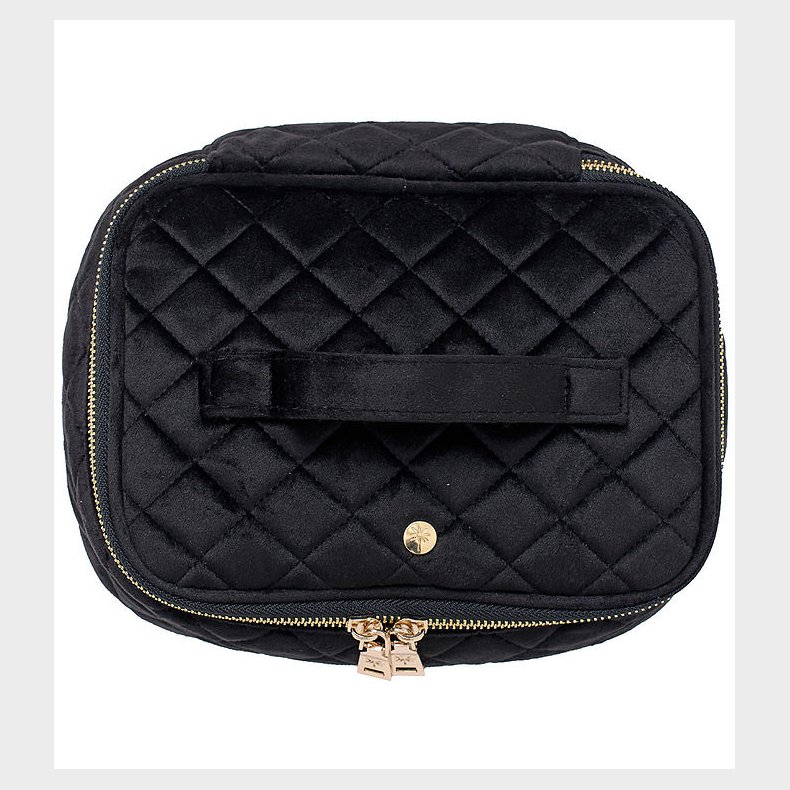 Fan Palm Toilettaske - Large - Quiltet Velour - Black Velvet