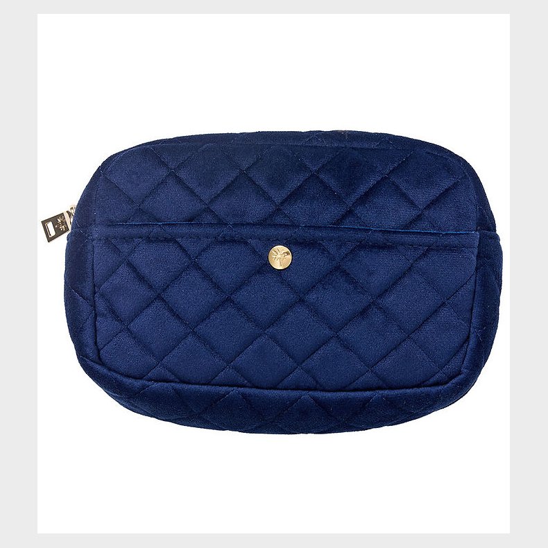 Fan Palm Toilettaske - Medium - Quiltet Velour - Midnight Blue