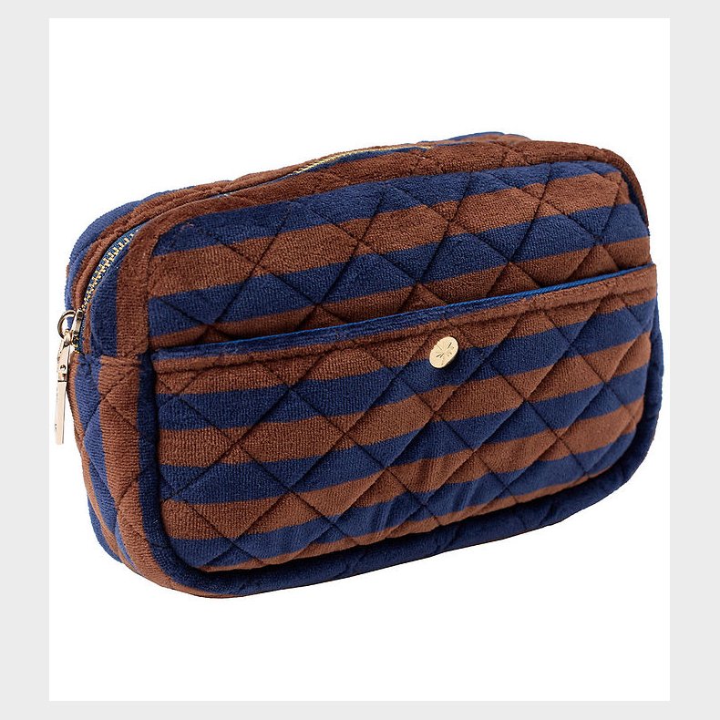 Fan Palm Toilettaske - Medium - Quiltet - Blues & Stripes