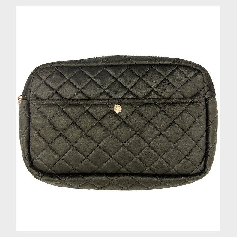 Fan Palm Toilettaske - Large - Quiltet Velour - Palm Green