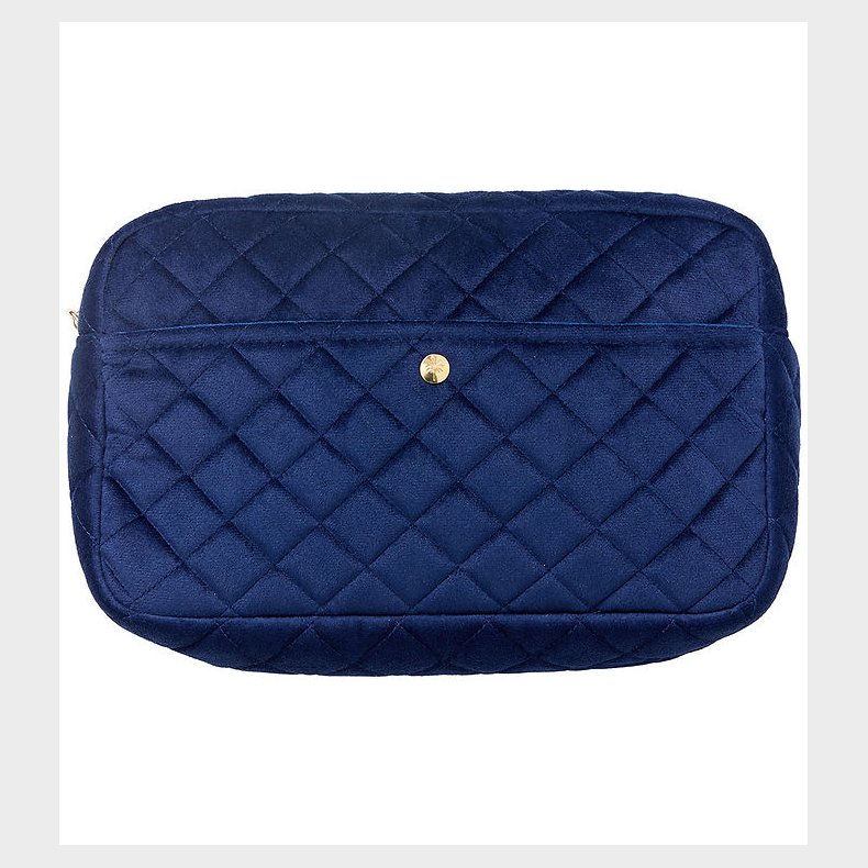 Fan Palm Toilettaske - Large - Quiltet Velour - Midnight Blue