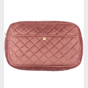 Fan Palm Toilettaske - Large - Quiltet Velour - Vintage Rose