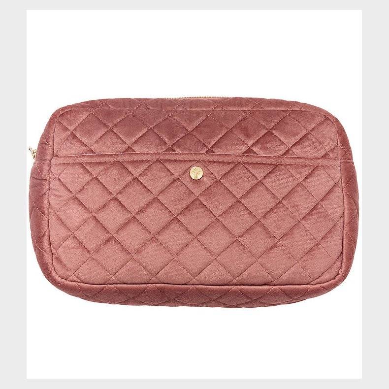 Fan Palm Toilettaske - Large - Quiltet Velour - Vintage Rose