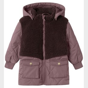 Name It Dynejakke m. Teddyfleece - NmfMika - Grape Shake