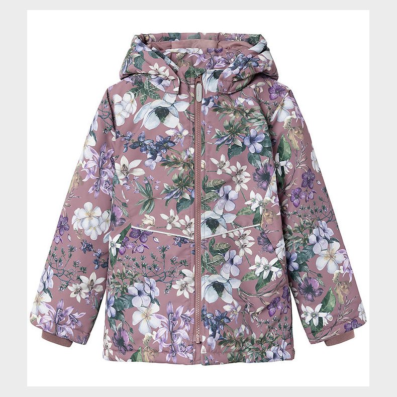 Name It Dynejakke - NkfMaxi - Grape Shake/Flower