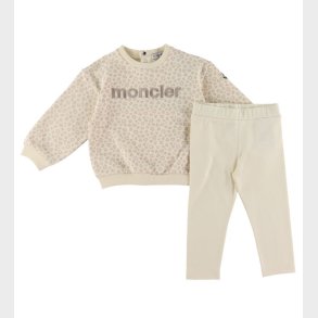 Moncler Sweatshirt/Leggings - Open White/Beige m. Leopardprint