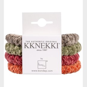 Kknekki H�relastikker - 4-pak - Velour - Gr�n/Orange/Brun