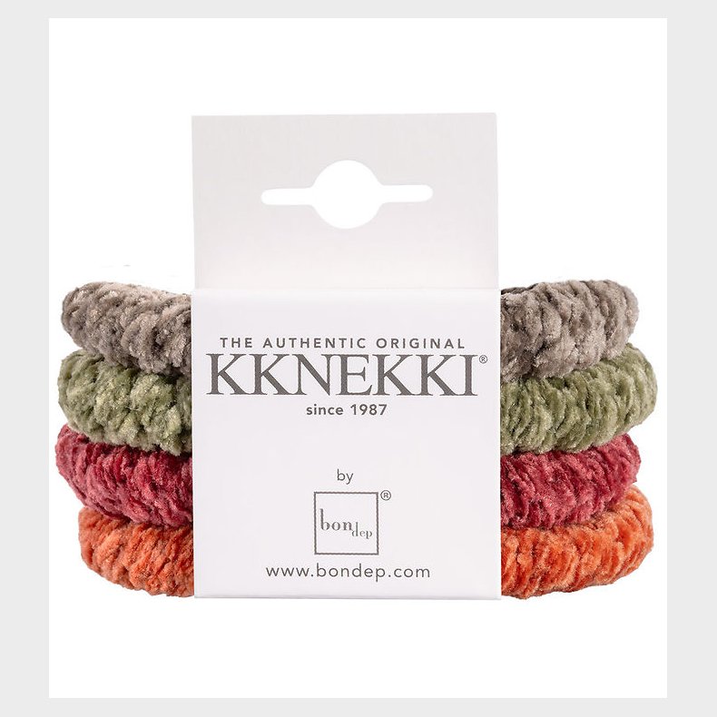 Kknekki H�relastikker - 4-pak - Velour - Gr�n/Orange/Brun