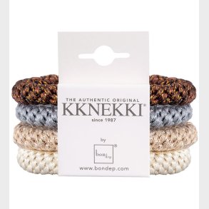 Kknekki Hrelastikker - 4-pak - Beige/Bl/Brun/Glimmer