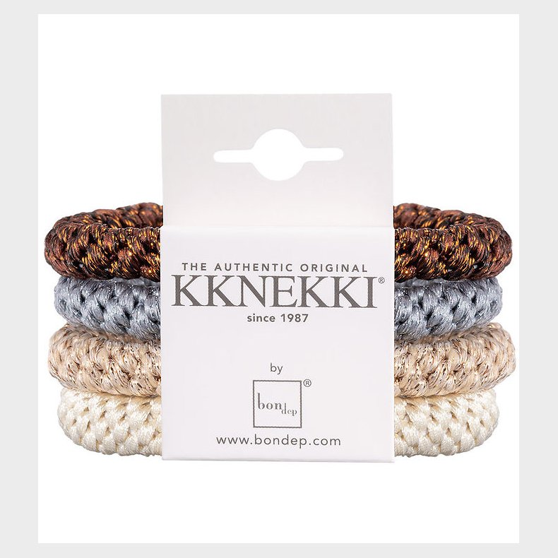 Kknekki Hrelastikker - 4-pak - Beige/Bl/Brun/Glimmer