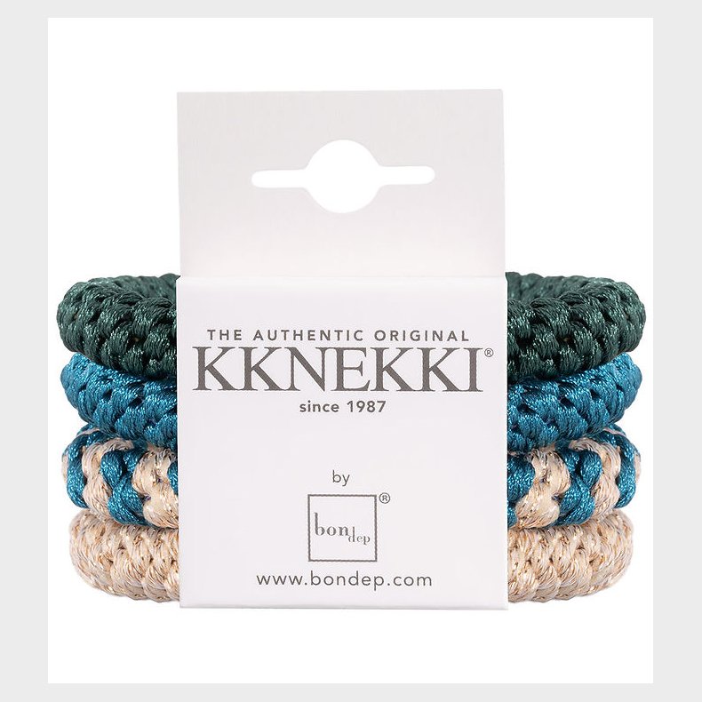 Kknekki H�relastikker - 4-pak - Beige/Bl�/Gr�n/Glimmer