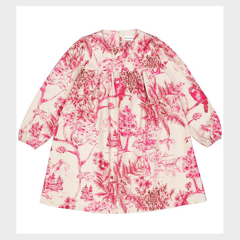 Christina Rohde Kjole - Beige m. Pink Print