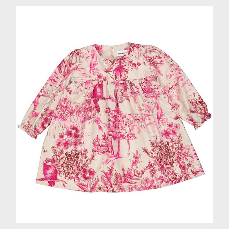 Christina Rohde Kjole - Beige m. Pink Print