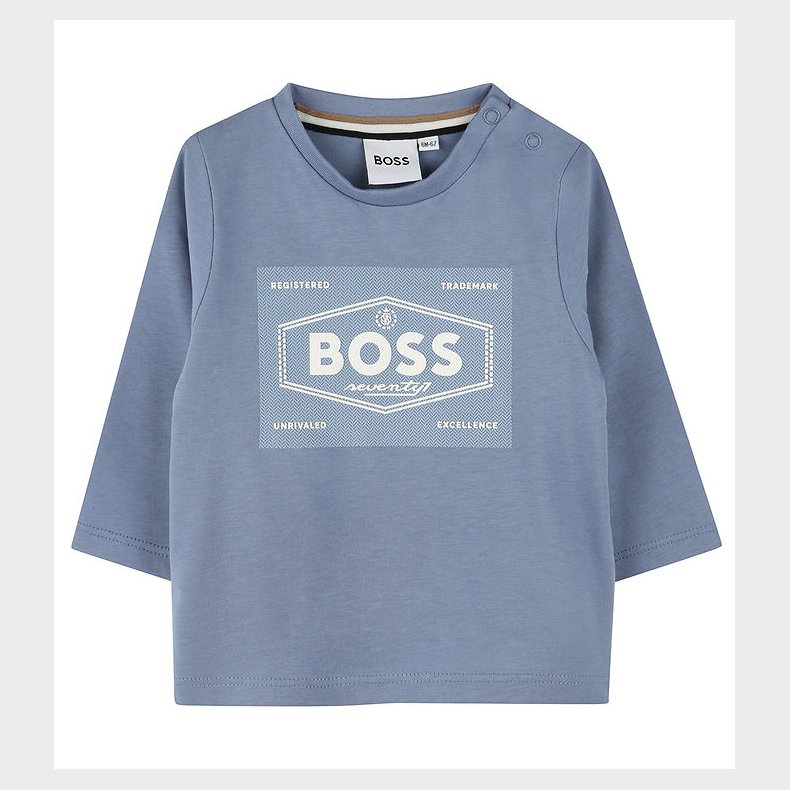 BOSS Bluse - Lysebl m. Hvid