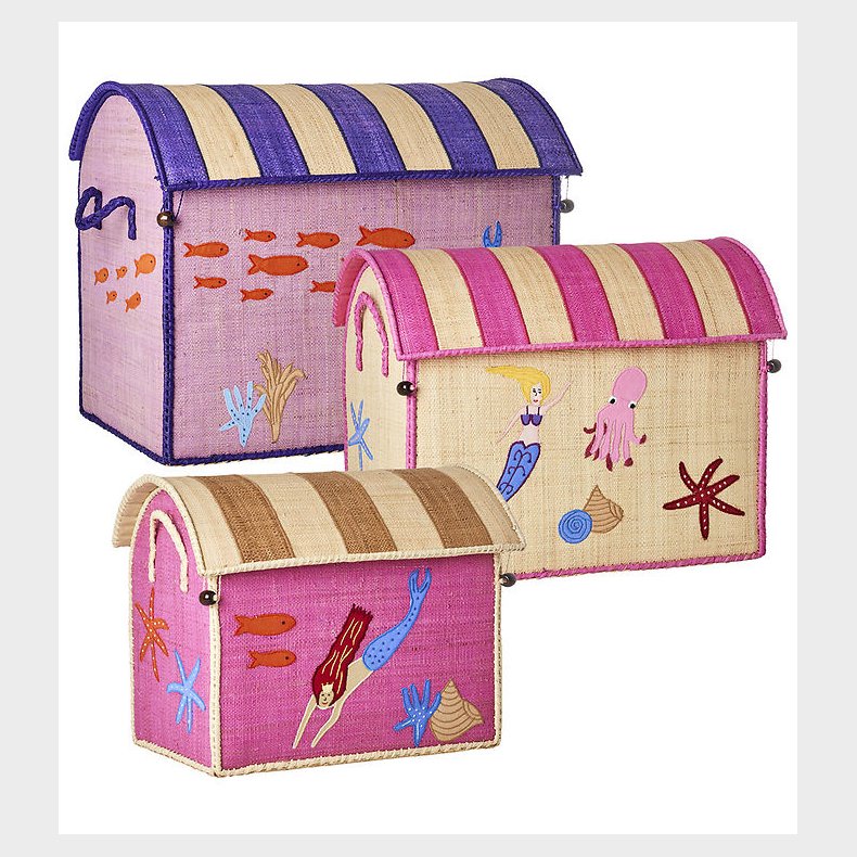 Rice Opbevaringskurve - Raffia - 3 stk. - Mermaid