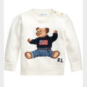 Polo Ralph Lauren Bluse - Strik - Hvid m. Bamse