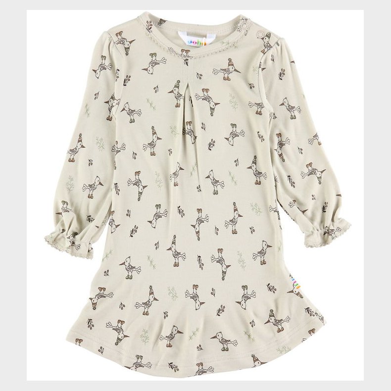 Joha Kjole - Bambus - Beige m. Fugle