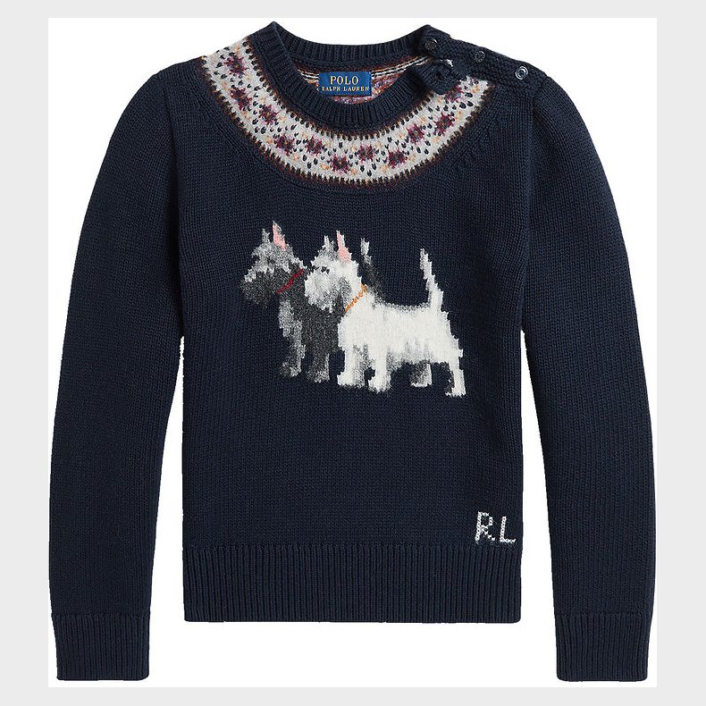 Polo Ralph Lauren Bluse - Strik - Navy m. Hunde