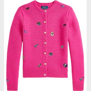 Polo Ralph Lauren Cardigan - Uld - Colge Pink m. Broderier