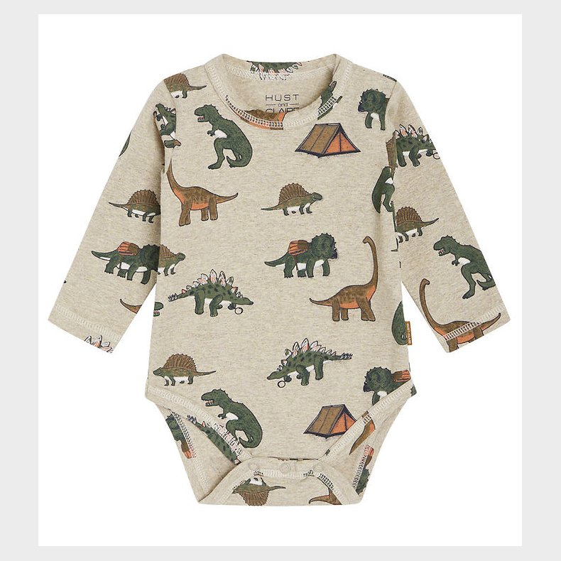 Hust and Claire Body l/ - Buster - Beige Melange m. Dinosaurer