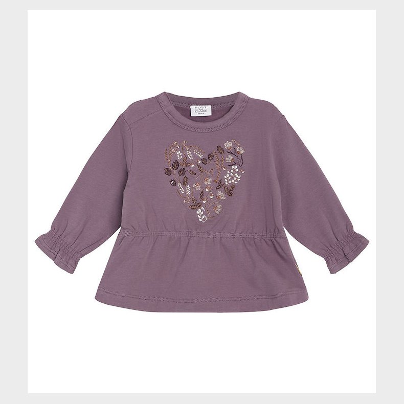 Hust and Claire Sweatshirt - Sara - Dark Plum m. Blomster