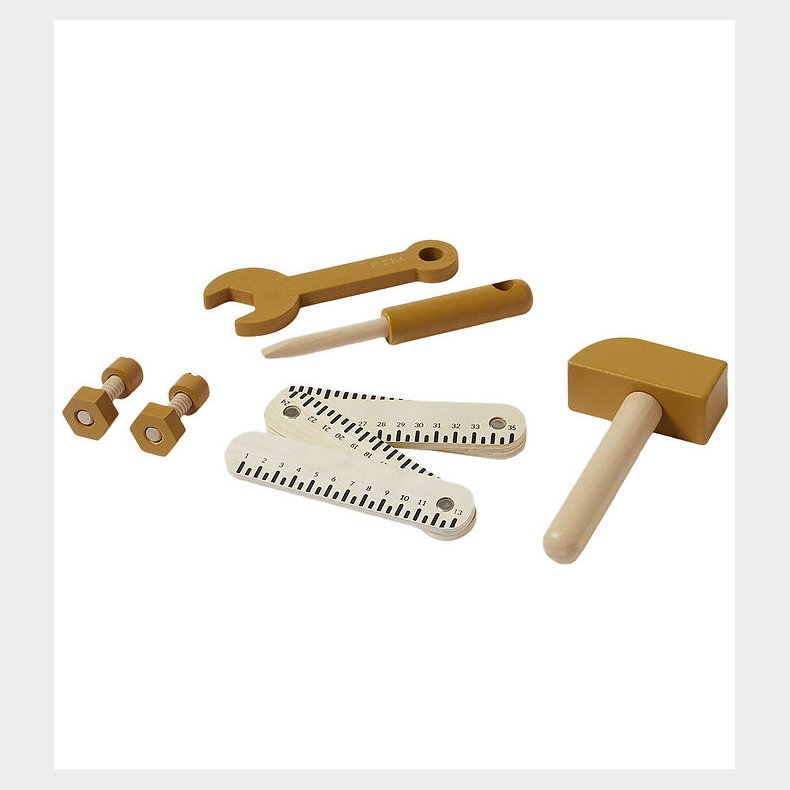 Flexa Play Vrktjsst - 8 stk - Mustard/Naturalwood