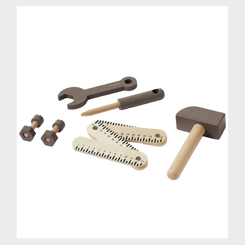 Flexa Play Vrktjsst - 8 stk - Brown/Naturalwood