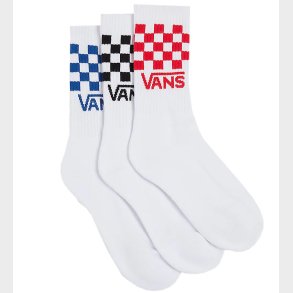 Vans Strmper - 3-pak - Drop V Classic Check Crew - Hvid