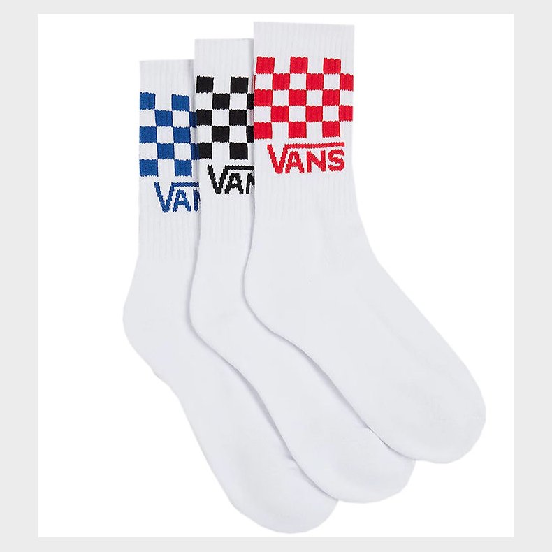 Vans Strmper - 3-pak - Drop V Classic Check Crew - Hvid