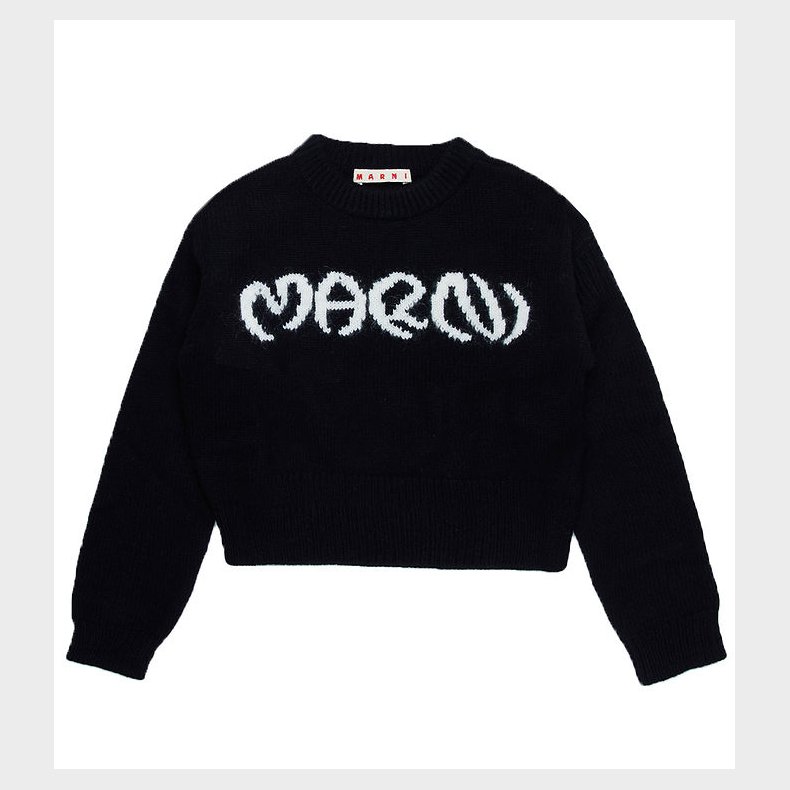 Marni Bluse - Cropped - Uld/Nylon - Sort m. Hvid