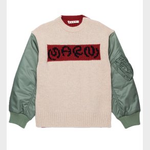 Marni Bluse - Uld/Nylon - Beige/Rd/Armygrn